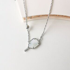 Kendra Scott Pickleball Silver Ivory Mother-of-Pearl Necklace